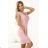 316-11 Lace dress with short sleeves and neckline - powder pink