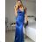 Women's elegant party long sleeve dress (S/M ONE SIZE) ITALIAN FASHION IM322282 -   Royal blue -   S / M