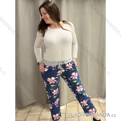 Tepláky dlouhé dámské nadrozměr (XL/2XL ONE SIZE) ITALSKÁ MÓDA IMC23001 48/50 blue