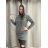 Women's Long Sleeve Hooded Sweatshirt Dress (S/M ONE SIZE) ITALIAN FASHION IMC22685   grey   L/XL