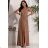 Women's strapless tulle party dress (S/M/L ONE SIZE) ITALIAN FASHION IM923001 hnědá camel 42