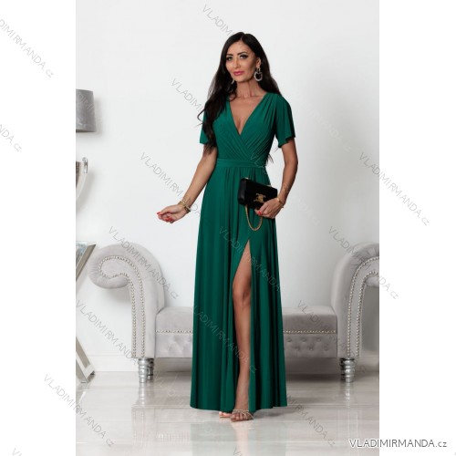 Women's Strapless Long Satin Party Dress (34-42) POLISH FASHION PMLEL24NATHALIE green 38