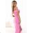 564-6 CALLIE Off-the-shoulder midi dress with neckline - candy pink color