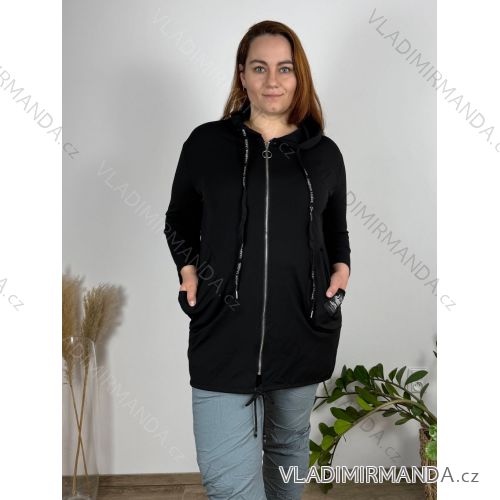 Women's long sleeve, zip-up, hooded sweatshirt, oversized (52/54/56 ONE SIZE) ITALIAN FASHION IM425047