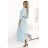 462-3 SERENA Pleated maxi dress with neckline, belt and 3/4 sleeves - Pastel Sage