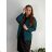 Elegant long sleeve women's jacket, oversized (48/50/52 ONE SIZE) ITALIAN FASHION IMD25513 -   emerald green -   48/50