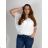 Tunic Blouse Short Sleeve Women's Plus Size (XL/2XL/3XL ONE SIZE) ITALIAN FASHION IM424128 52/54 white