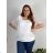 Tunic Blouse Short Sleeve Women's Plus Size (XL/2XL/3XL ONE SIZE) ITALIAN FASHION IM424128 52/54 white