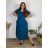 Summer dress oval short sleeve women's oversized (50/52/54 ONE SIZE) ITALIAN FASHION IM425025 52/54 modrá petrolejová