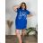 Women's oversized summer short sleeve dress (52/54/56 ONE SIZE) ITALIAN FASHION IM425055 52/54 Royal blue