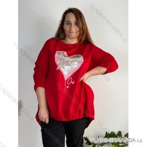 Oversized warm long sleeve sweatshirt for women (54/56/58 ONE SIZE) ITALIAN FASHION IM425058