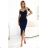 564-7 CALLIE Off-the-shoulder midi dress with neckline - navy blue color