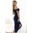 564-7 CALLIE Off-the-shoulder midi dress with neckline - navy blue color