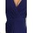 581-5 JENNIFER shiny long dress with sleeves and neckline - navy blue with glitter