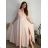 Women's Plus Size (42-46) Long Elegant Party Sleeveless Dress POLISH FASHION PMLBC23265-10 50 růžová meruňková