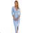 404-12 Shiny long dress with a neckline and a slit on the leg - light blue with glitter