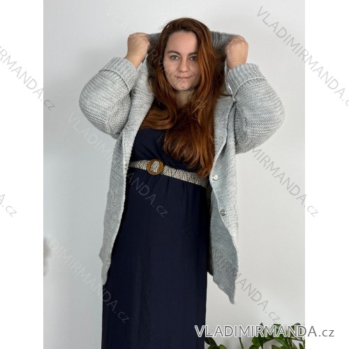 Dress sweater long sleeve ladies (uni sl) ITALIAN Fashion IM2188150 M / L šedá světlá