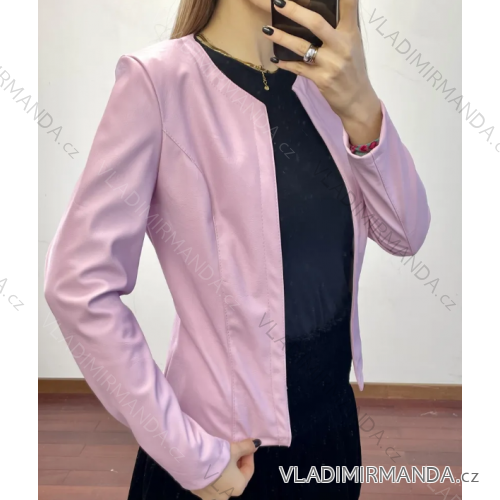 Women's Long Sleeve Leather Jacket (S/M ONE SIZE) ITALIAN FASHION IMPDY23FLL86026/88026