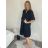 Oversize 3/4 Sleeve Women's Plus Size Shirt Dress (L/XL/2XL ONE SIZE) ITALIAN FASHION IM423111 XL/2XL black