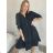 Oversize 3/4 Sleeve Women's Plus Size Shirt Dress (L/XL/2XL ONE SIZE) ITALIAN FASHION IM423111 XL/2XL black
