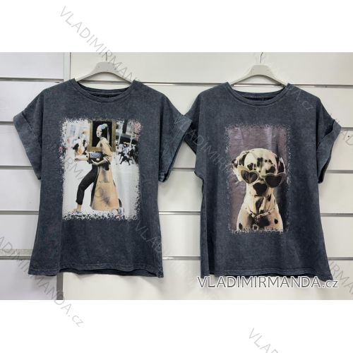 Women's short-sleeved oversized T-shirt (S/M/L ONE SIZE) ITALIAN FASHION IMWF25002