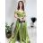 Carmen long strapless elegant satin women's dress (S/M ONE SIZE) ITALIAN FASHION IMPBB22B22735/DR - lime green - S/M