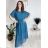 Elegant chiffon dress short sleeve women's oversized (46/48/50 ONE SIZE) ITALIAN FASHION IM425035 46/48 black