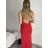 Women's long strapless party dress (S/M/L ONE SIZE) ITALIAN FASHION IMPLP2365360011A red S/M/L