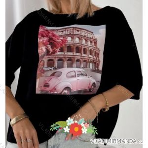 Women's short-sleeved oversized T-shirt (S/M/L ONE SIZE) ITALIAN FASHION IMWF25002