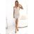 595-1 ROSA Ribbed dress with decorative neckline and slit - beige