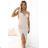 595-1 ROSA Ribbed dress with decorative neckline and slit - beige