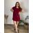 Dress with bag short sleeve women's plus size (2XL/3XL ONE SIZE) ITALIAN FASHION IM423064/DUR red