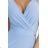 411-13 CRYSTAL shimmering long dress with a neckline - light blue with glitter
