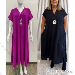 Long summer dress short sleeve women's oversized (46/48/50 ONE SIZE) ITALIAN FASHION IM425206