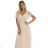 562-6 NASTIA Long dress with a neckline and short sleeves - beige