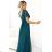 562-4 NASTIA Long dress with a neckline and short sleeves - green