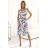 425-13 MATILDE Feminine dress with a neckline and short sleeves - beige and blue flowers