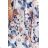 425-13 MATILDE Feminine dress with a neckline and short sleeves - beige and blue flowers