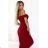 564-8 CALLIE Off-the-shoulder midi dress with a neckline - burgundy