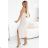 594-1 Ribbed midi dress with straps, draped detail and slit - beige