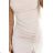 594-1 Ribbed midi dress with straps, draped detail and slit - beige