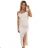 594-1 Ribbed midi dress with straps, draped detail and slit - beige