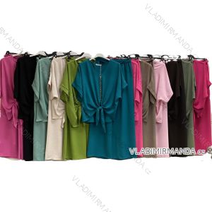 Set of elegant short-sleeved tunic and long pants for women, oversized (54/56/58 ONE SIZE) ITALIAN FASHION IMC25252