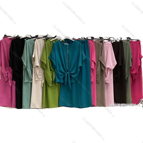 Set of elegant short-sleeved tunic and long pants for women, oversized (54/56/58 ONE SIZE) ITALIAN FASHION IMC25252