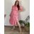 Šaty elegantní košilové dlouhý rukáv dámské (S/M ONE SIZE) ITALSKÁ MÓDA IMWY21734 48/50 pink