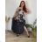 Women's Long Chiffon Carmen Floral Dress Plus Size (52/54/56 ONE SIZE) ITALIAN FASHION IMWT24075