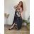 Women's Long Chiffon Carmen Floral Dress Plus Size (52/54/56 ONE SIZE) ITALIAN FASHION IMWT24075