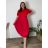 Women's oversized 3/4 long sleeve pullover sweatshirt dress (42/44/46 ONE SIZE) ITALIAN FASHION IMSM25130 48/50 red