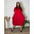 Women's oversized 3/4 long sleeve pullover sweatshirt dress (42/44/46 ONE SIZE) ITALIAN FASHION IMSM25130 48/50 red