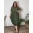 Women's oversized 3/4 long sleeve pullover sweatshirt dress (42/44/46 ONE SIZE) ITALIAN FASHION IMSM25130 48/50 red
